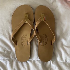 Women’s Rainbow Leather Flip Flops